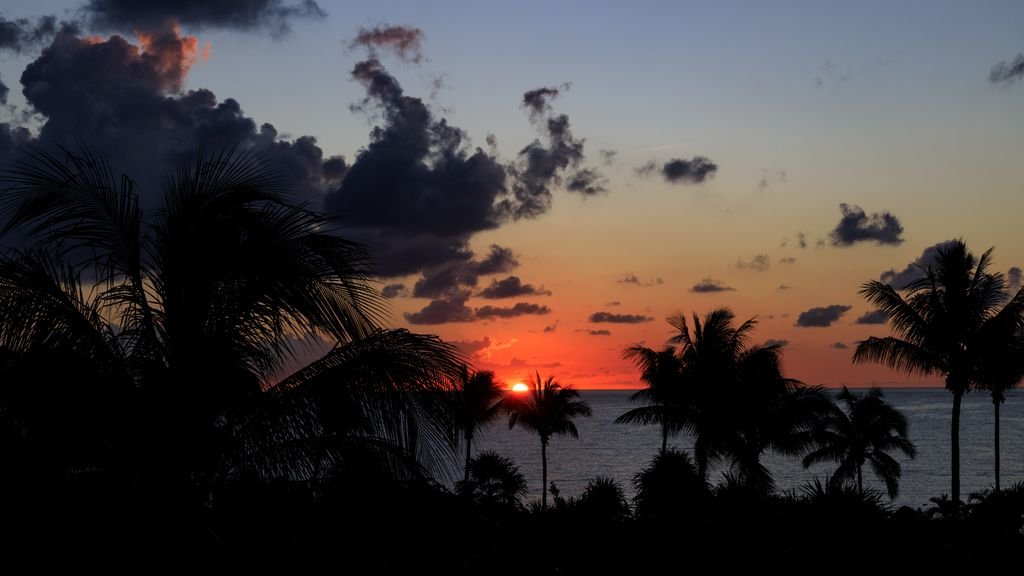 Tropical beach sunset, New Year sun escape